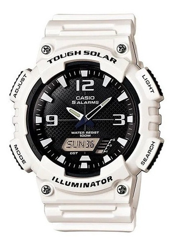 Reloj Tough Solar Analogico Digital Casio Aqs810wc-7a Blanco