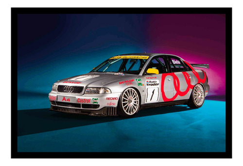 Audi A4 Quattro Btcc Biela Cuadro Enmarcado 45x30cm