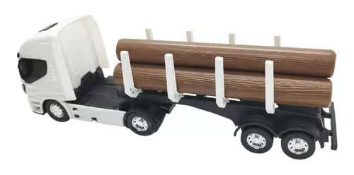 Caminhão Carreta De Brinquedo Iveco Hi-way Tora De Madeira - R$ 61,5