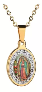 Collar Virgen Guadalupe Enchape De Oro 18 K