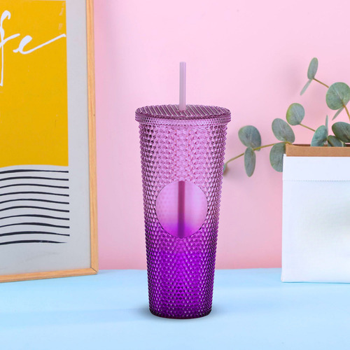 Termo Multiusos Vaso Acrílico Textura Tridimensional 750ml Rosa Degradado