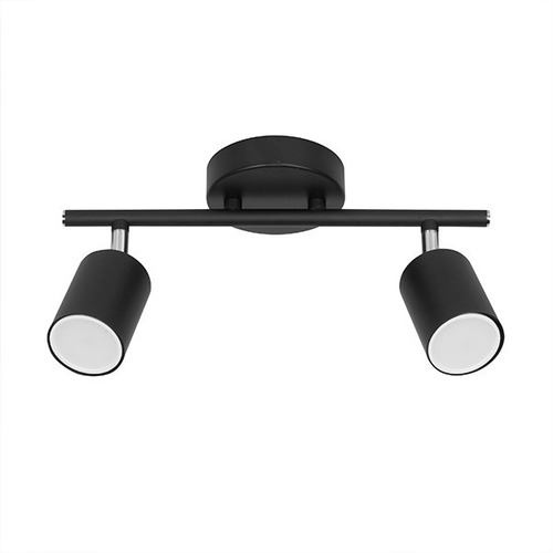 Aplique Pared Techo 2 Luces Gu10 Spot De Metal Joris Negro