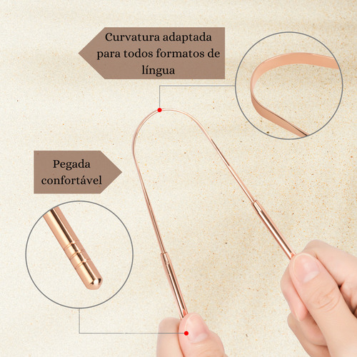 Raspador Limpador Limpa Língua NO2PROBLEMS Cor Cobre Ayurveda Puro Bucal