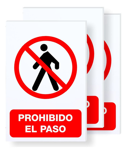 Señalamiento Letrero Prohibido El Paso 30x20 3 Piezas