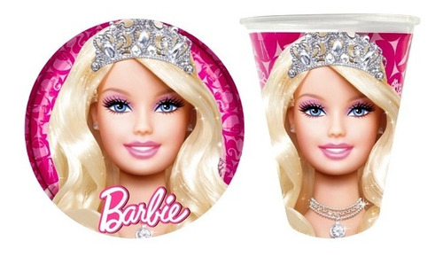 Barbie 20 Vasos + 20 Platos Fiesta