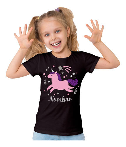 Remera Algodon Unicornio Personalizada Con Nombre 