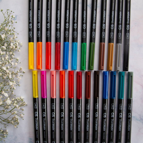 Kit 12 Marcador Permanente Dual Brush Aquarelavel Cis