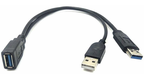 Cable De Extension Usb Hembra A Doble Usb Macho | Negro
