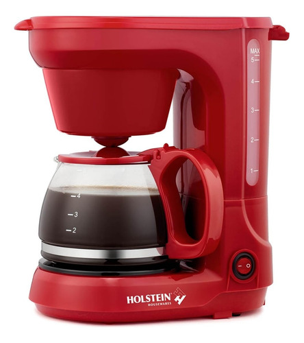 Cafetera De Goteo 5 Tazas Filtro Permanente Jarra Vidrio Roj