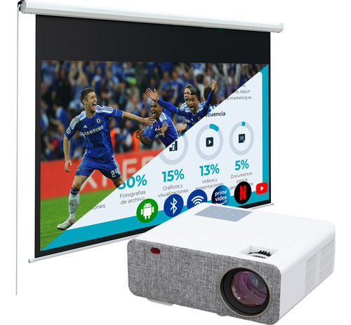 Proyector Smart Sd500 Fullhd Ecran 120 Pulgadas Blanco