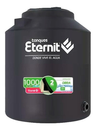 Tanque de água Eternit Estándar capa dupla vertical polietileno 1000L preto