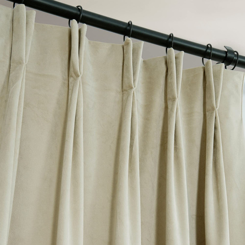 Cortinas Opacas De Terciopelo Beige Frío 63 X 244 Cm