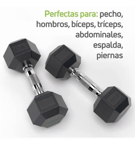 Imagen 5 de 10 de 2 Mancuernas Hexagonales 10lb 4.5kg C/u, Ideal Fitness