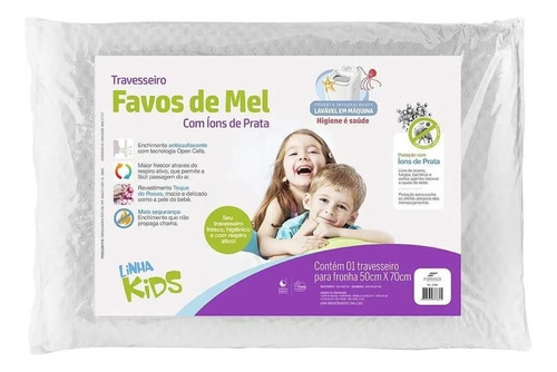 Travesseiro Favos De Mel Kids Antissufocante - Fibrasca