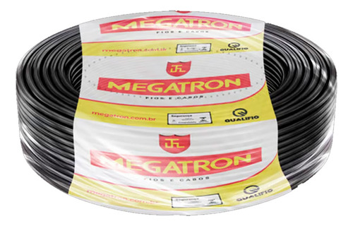 Cabo Flexivel 4mm 15 Metros Megatron Rolo De Fio 4mm 15m Cobertura Preto