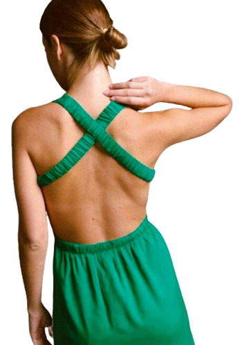 Vestido Atenea- Corto Lino- Cut Out- Fiesta Dia/noche -verde