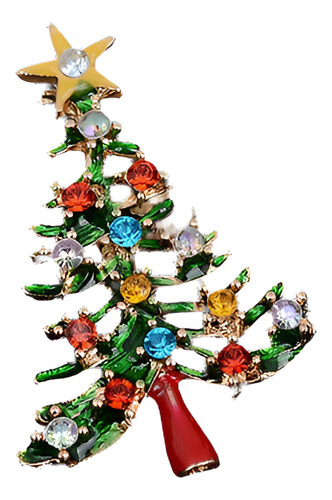 Lindo Broche Esmalte Magnífico Cristal Navidad Árbol Pin Vac
