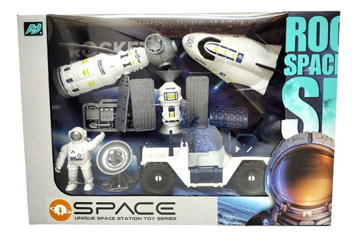 Set Espacial 6 Piezas Cohete Figura Auto Satelite ELG H143-2