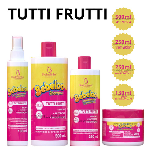 Kit P/ Todos Os Tipos De Cabelo Capilar Bebeloo Tutti Frutti