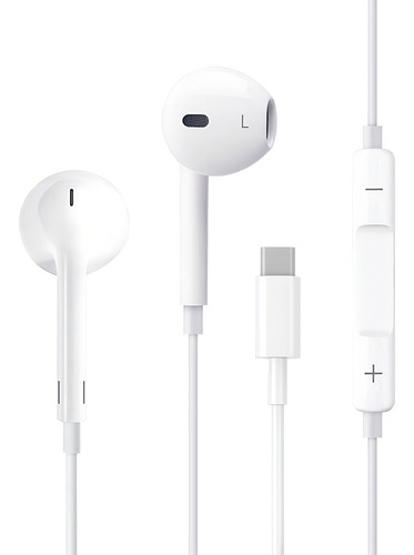 Audífono Tipo C Manos Libre Para iPhone 15 16 Samsung Xiaomi Color Blanco Luz Blanco
