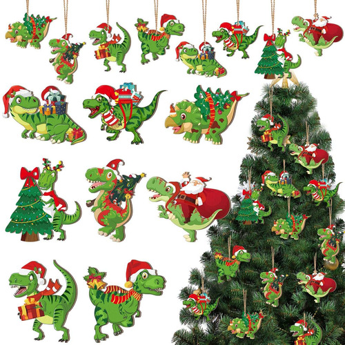 40 Adorno Dinosaurio Navidad Para Niño Decorativo Madera