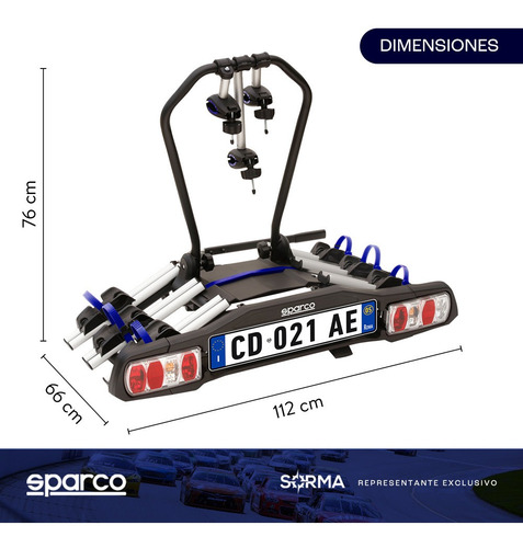 Imagen 5 de 12 de Porta Bicicletas Autos Sparco Para 3 Bicis Plegable
