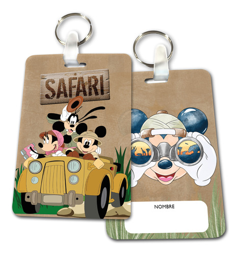 30 Identificadores Mochilas Souvenirs Mickey Safari