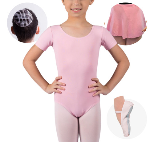 Body Balé Preto Rosa Infantil Kit  Com 3 Peças Original C Nf