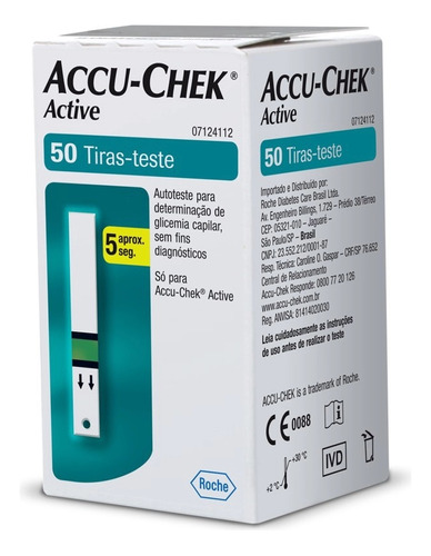 Tiras Para Medição de Glicose Accu chek Active - Caixa com 50 Un