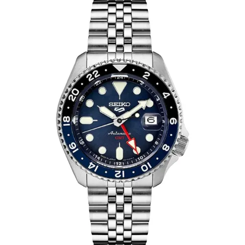 Reloj Nuevo Seiko 5 Sports Gmt Automatico Azul Entrega Inm