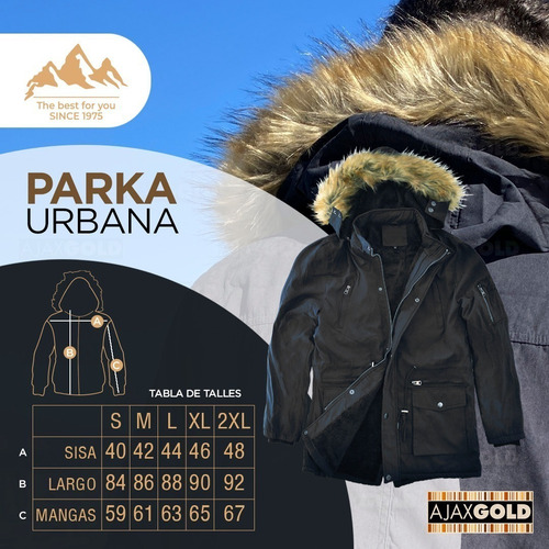 Imagen 4 de 6 de Campera Parka Hombre Invierno Forrada Gabardina Piel Capucha
