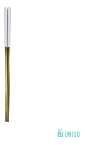 Imagem 1 de 1 de Hashi Aço Inox Branco/dourado 1 Par