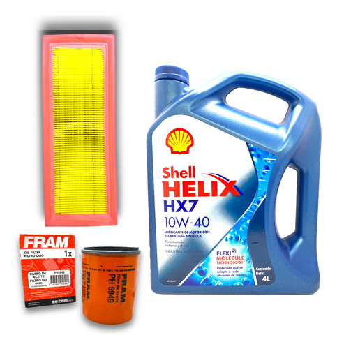 Kit 2 Filtros Aceite Y Aire + Shell Hx7 Fiat Palio 1.4 Evo 