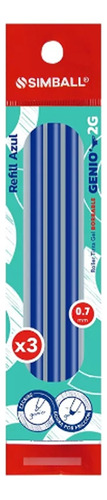 Repuesto Roller Borrable Simball Genio 2g 0.7 Tinta Azul X3u