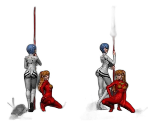 Evangelion Asuka And Rei Stl/obj Para Impresión 3d