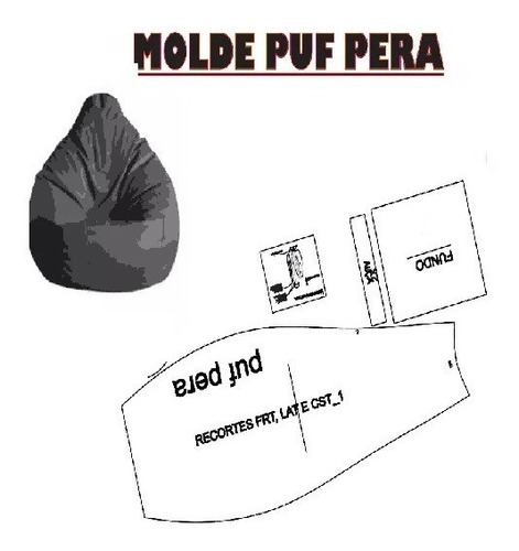 Kit Molde Puff Patrones Muebles Forma De Pera