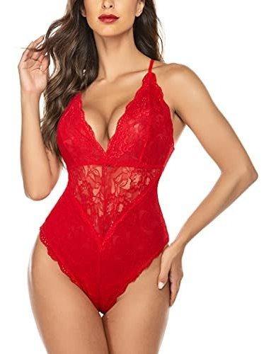 Body De Encaje Sexy Talla S Con Cuello En V Y Entrepierna