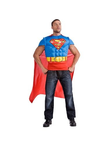 Superman Muscle Chest Top With Cape Costume