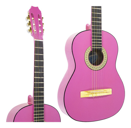 Guitarra Criolla Clasica Color Rosa 4/4 Estudio