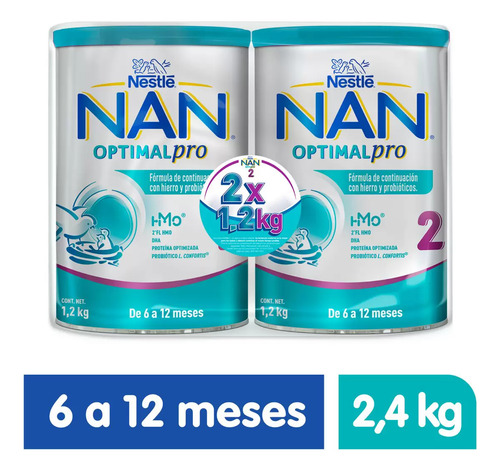Fórmula Infantil Nan Optimal Pro Etapa 3, 1.6kg 2pz Sin Sabor