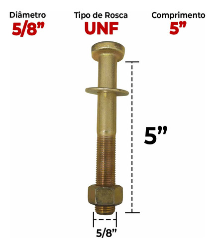 Parafuso Aro Da Roda Completo 5/8 X 5 Rosca Fina 05 Un