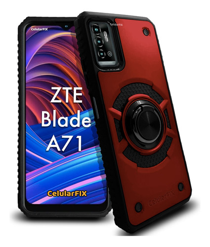 Funda P/ Zte A71, Uso Rudo Con Anillo Giratorio + Mica