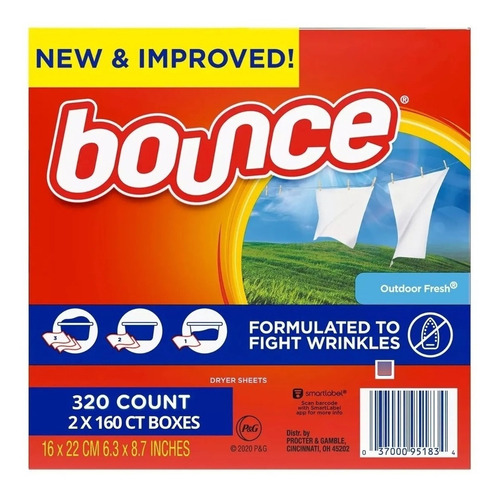 Toallitas Bounce Para Secadora 2/160 C/u. Total 320