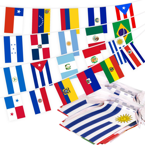 Paquete De 2 Banderines De Bandera De America Latina Con Los