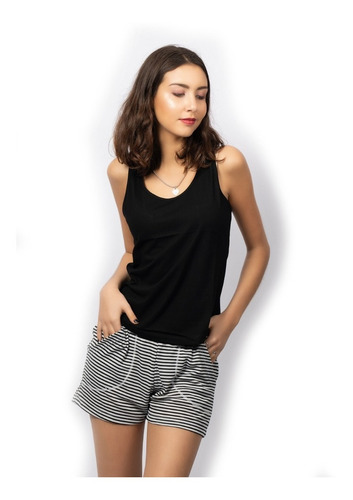 Imagen 7 de 10 de Short Rena Jelue Pijama De Algodon Con Bolsillos Verano