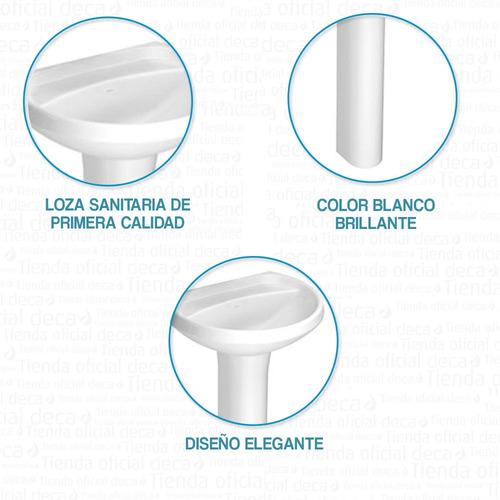 Imagen 5 de 9 de Pie Con Lavatorio Agujeros Columna Vanitory Loza Deca Marajo