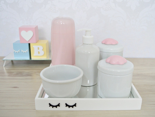 Kit Promocional Higiene Bebê Porcelanas Gel Termica Potes 