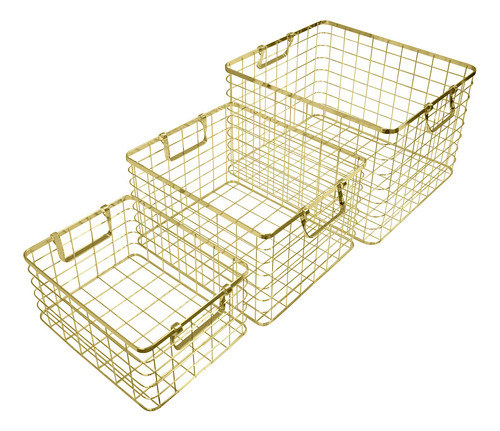 Juego De 3 Bandejas De Alambre Anidadas Para Almacenamiento