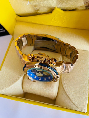 Reloj Invicta Subaqua Dorado Fondo Azul Caballero Full Set