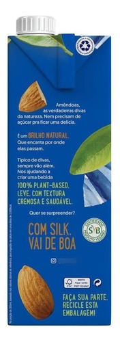 Bebida Vegetal Silk À Base De Amêndoa Zero Açúcar Caixa 1 L